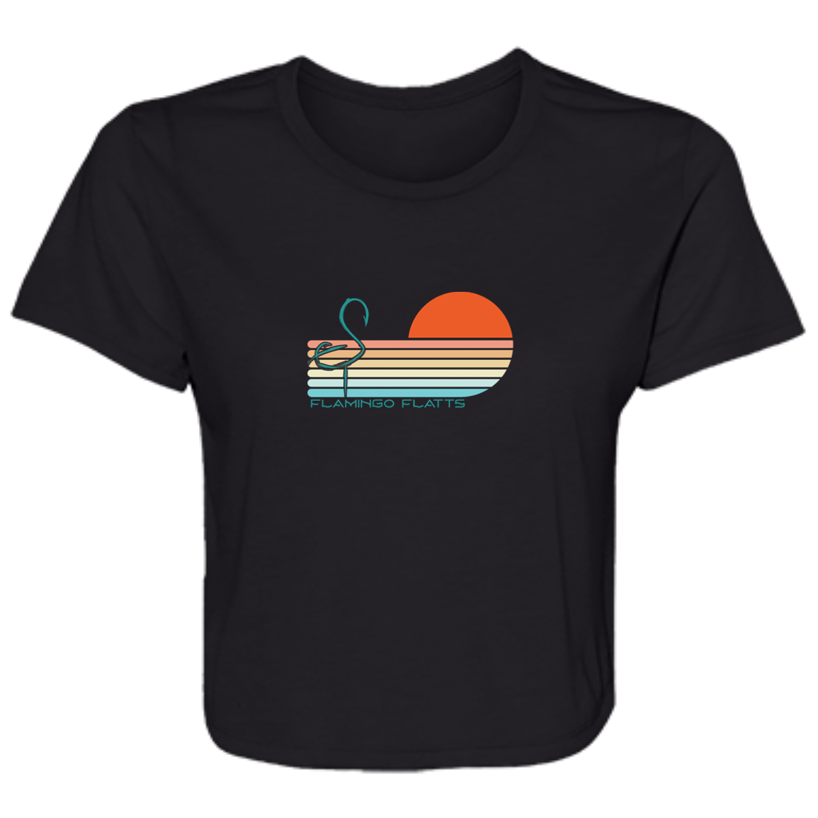 B8882 Ladies' Flamingo Flatts Sunset v1 Flowy Cropped Tee
