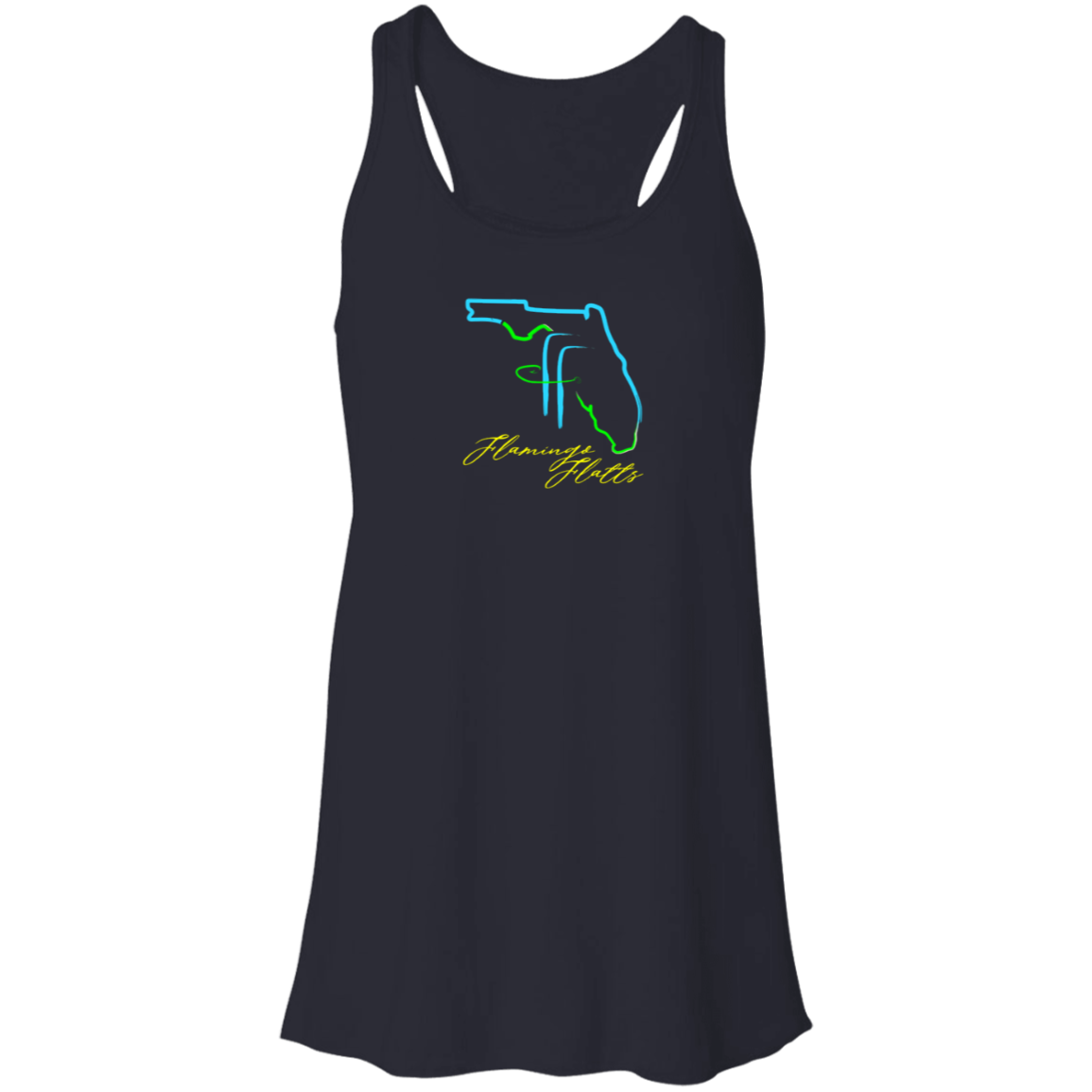 B8800 Flamingo Flatts Coastal Tri-Color Flowy Racerback Tank