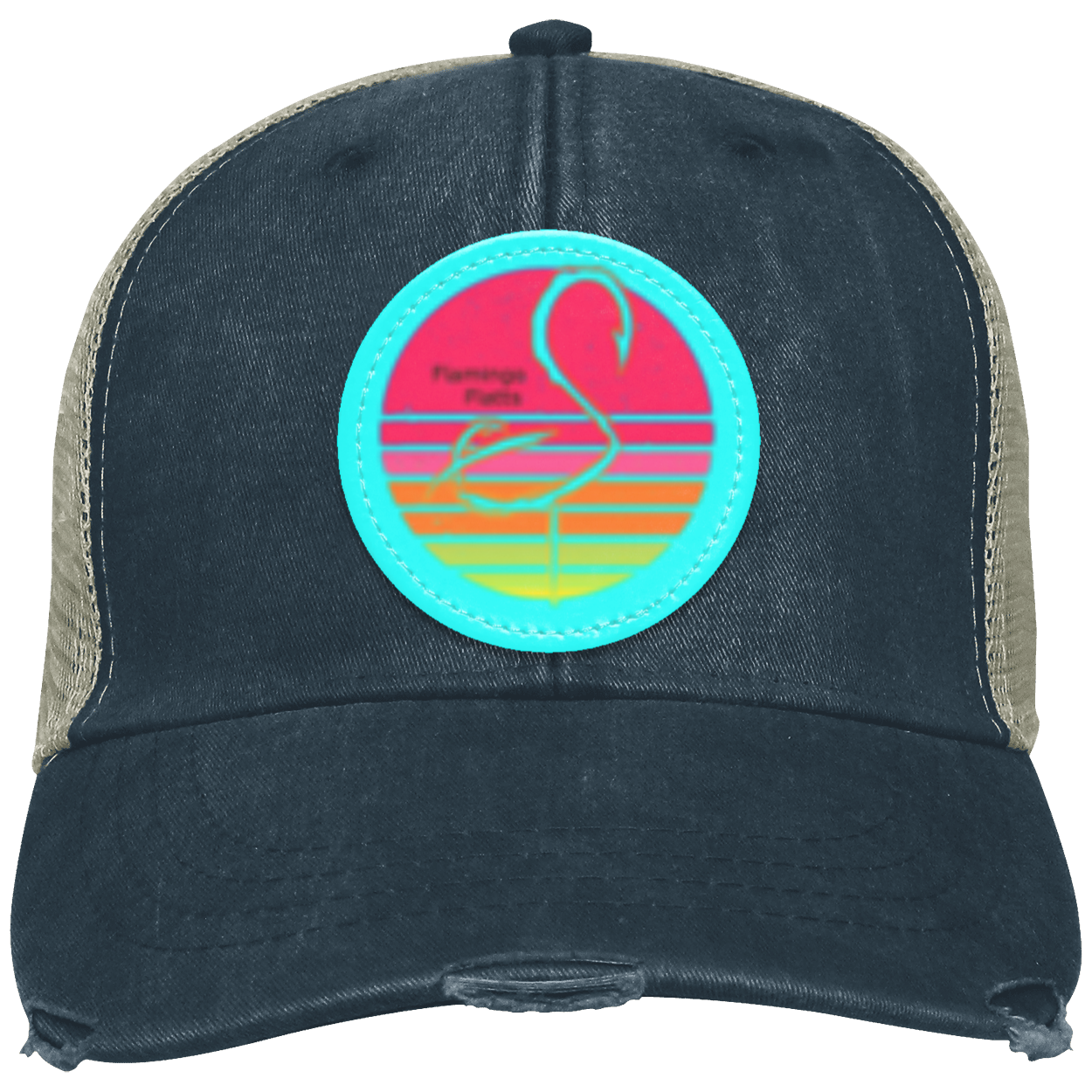 OL102 Flamingo Flatts Retro Sunset Distressed Ollie Cap - Patch