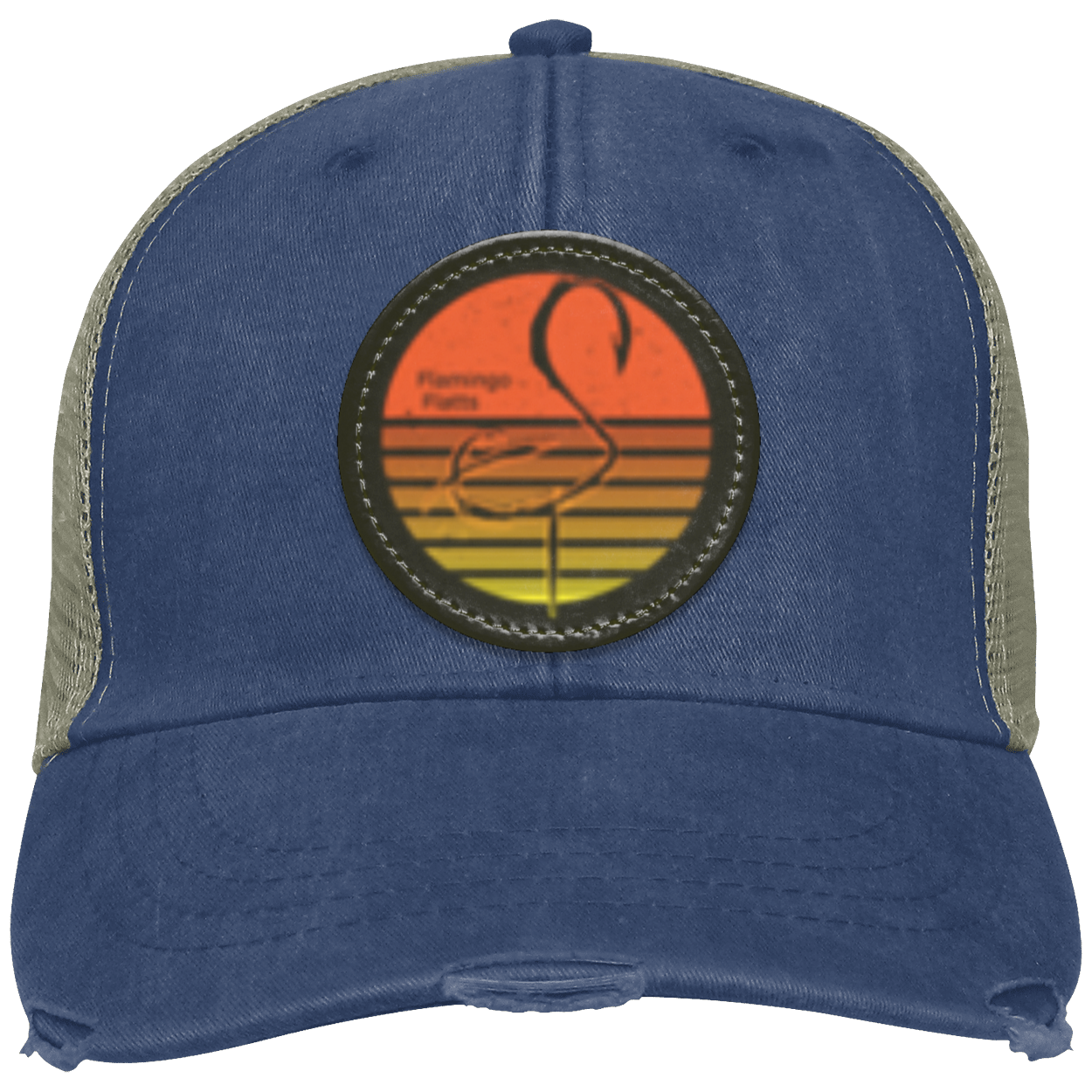 OL102 Flamingo Flatts Retro Sunset Distressed Ollie Cap - Patch