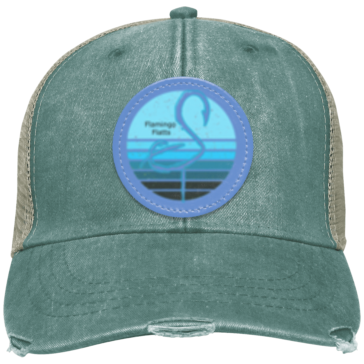 OL102 Flamingo Flatts Retro Sunset  Distressed Ollie Cap - Patch