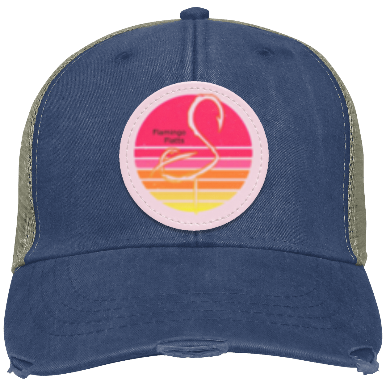 OL102 Flamingo Flatts Retro Sunset Distressed Ollie Cap - Patch