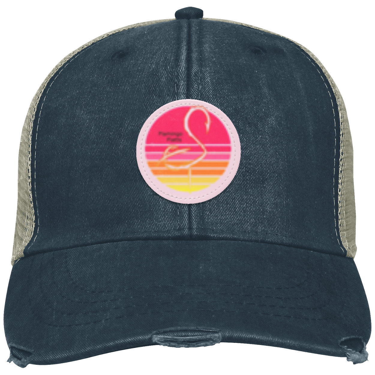 OL102 Flamingo Flatts Retro Sunset Distressed Ollie Cap - Patch