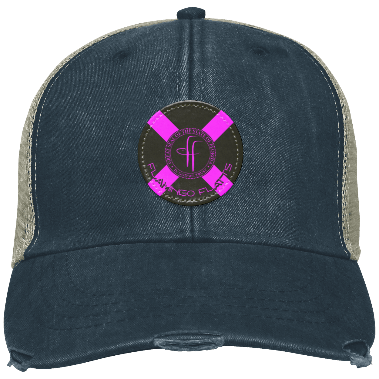 OL102 Flamingo Flatts Flag Distressed Ollie Cap - Patch