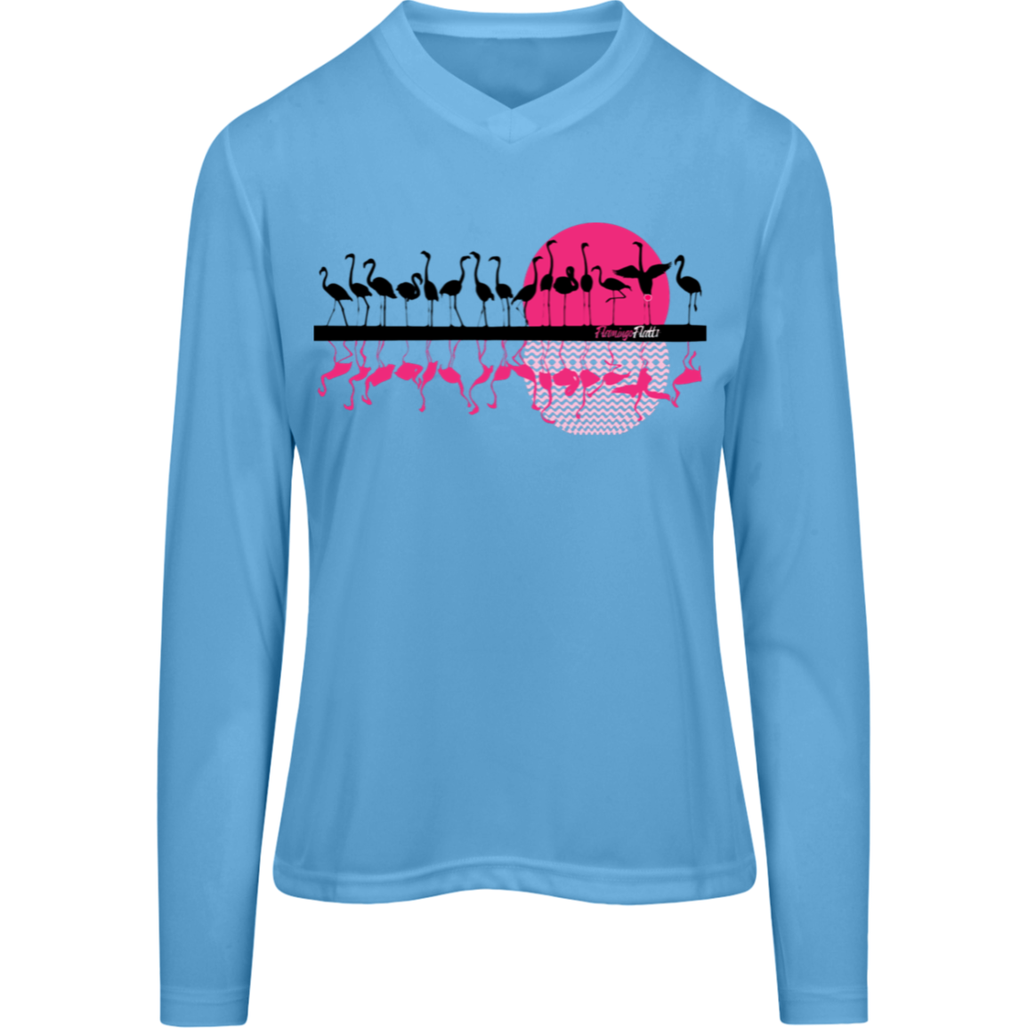 TT11WL Team 365 Womens Flamingo Sunset Zone Long Sleeve Tee