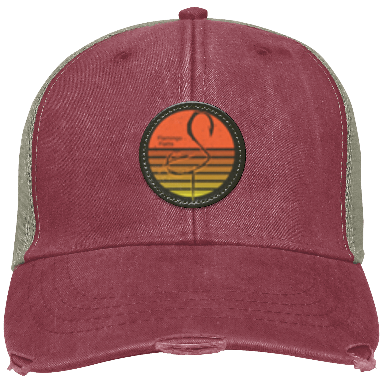 OL102 Flamingo Flatts Retro Sunsest Distressed Ollie Cap - Patch