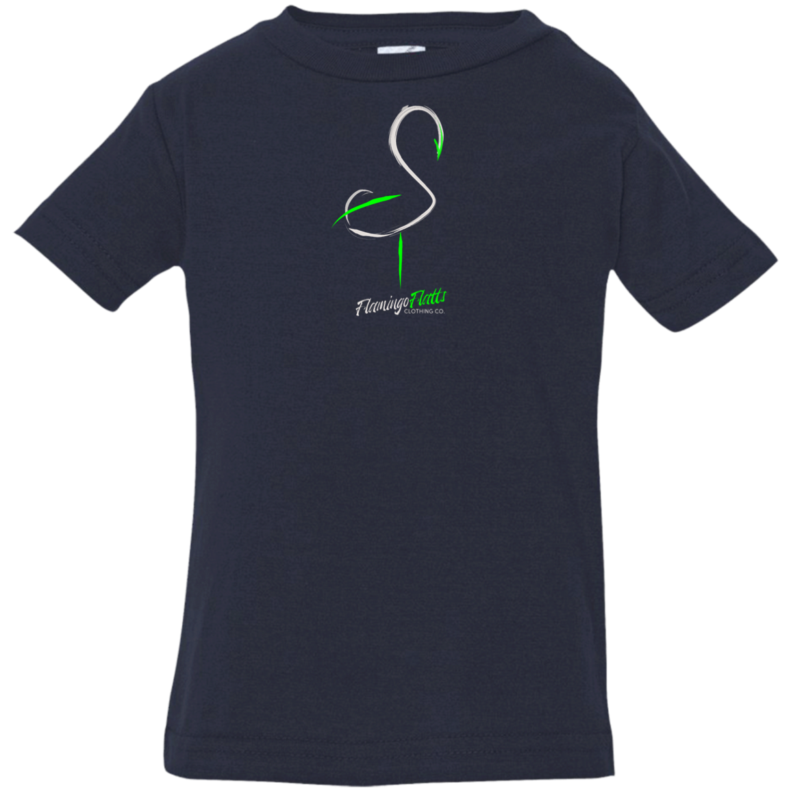 3322 Infant Coastal Shrimp Series Navy Jersey T-Shirt Silver-Lime Bird