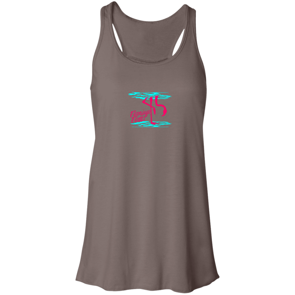 B8800 Ladies' Flowy Racerback Tank Digisoft Print Flamingo Water Silhouette