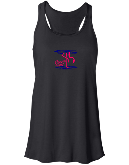 B8800 Flowy Racerback Tank Digisoft Print Flamingo Water Silhouette
