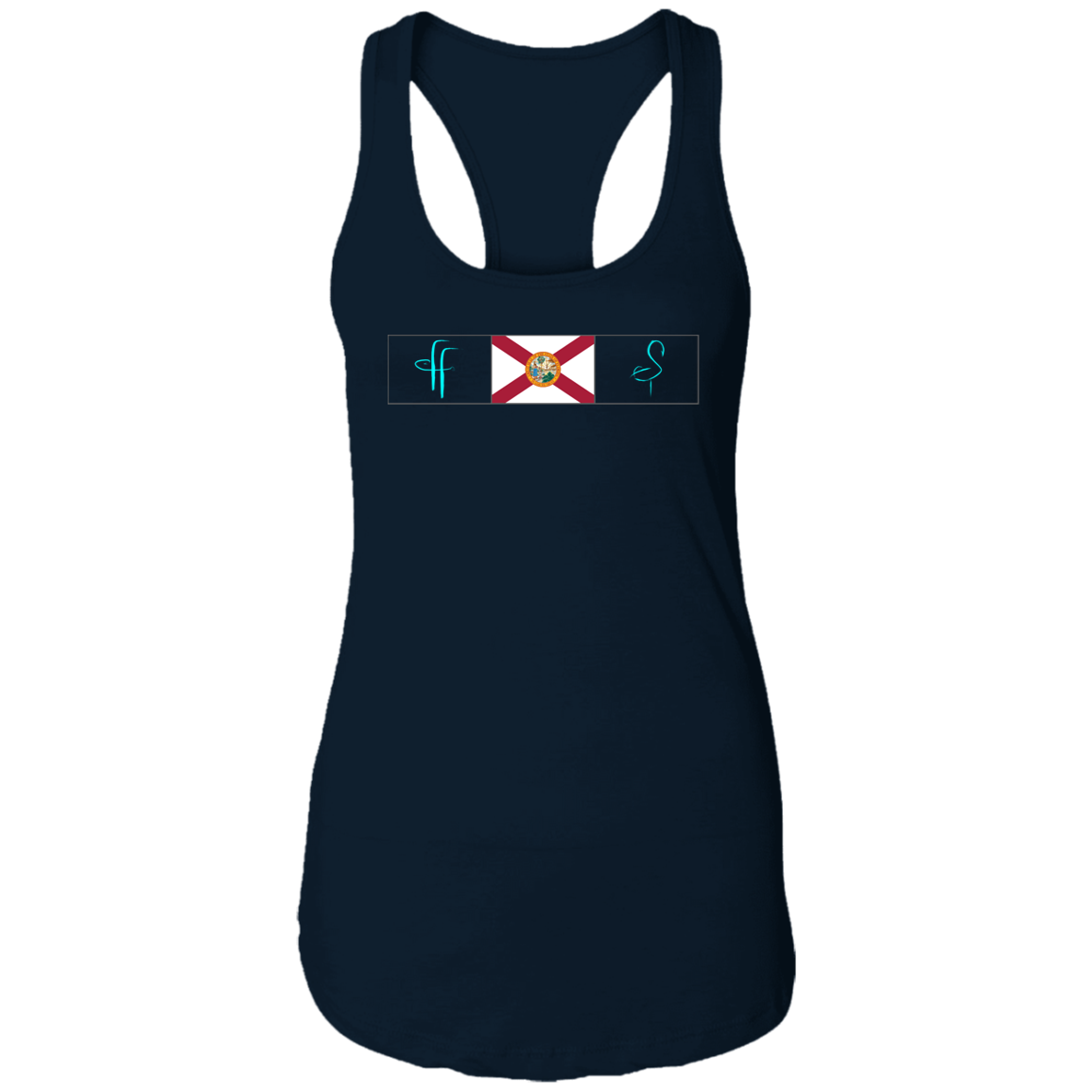 NL1533 Ladies FF/Flamingo Florida Flag Ideal Racerback Tank