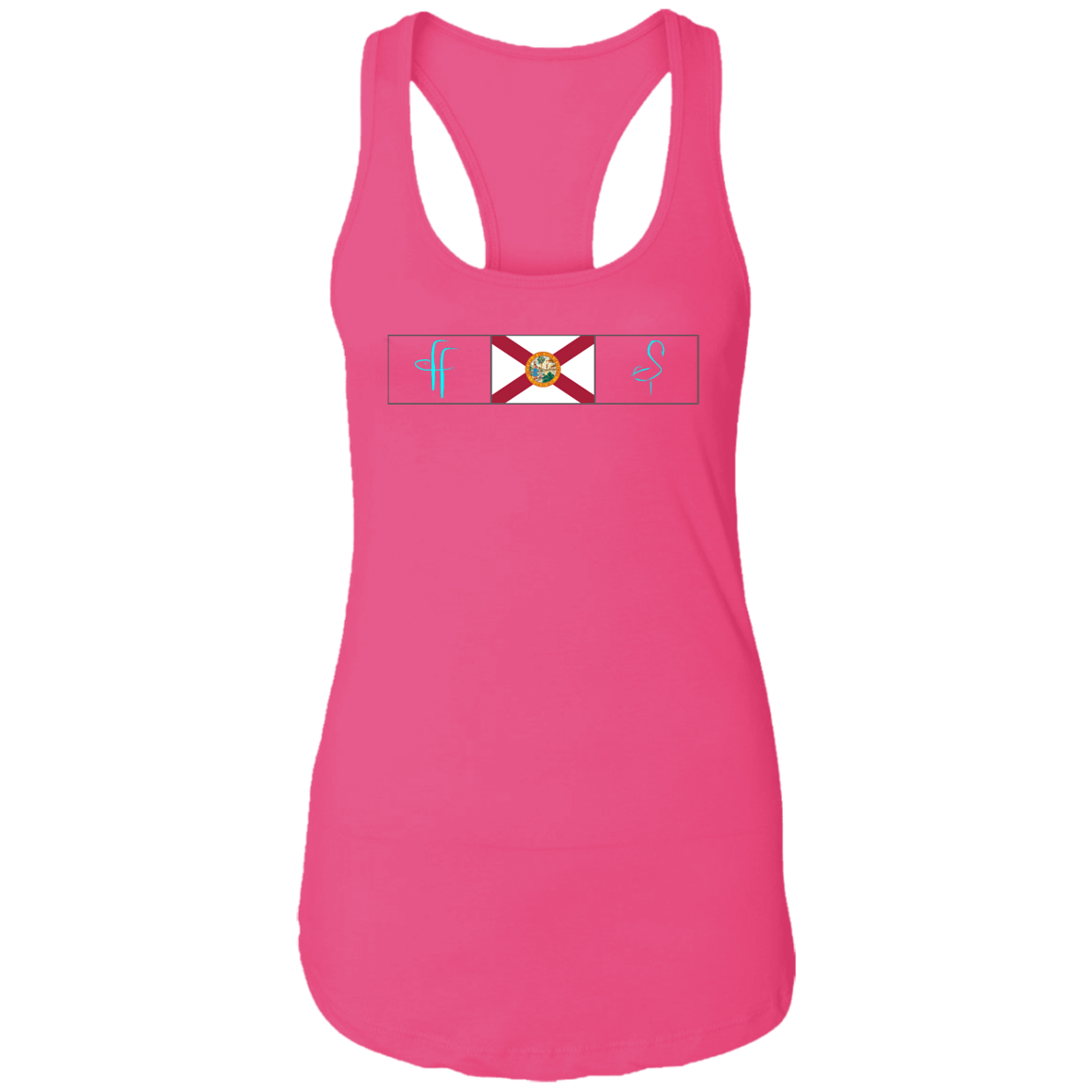 NL1533 Ladies FF/Flamingo Florida Flag Ideal Racerback Tank