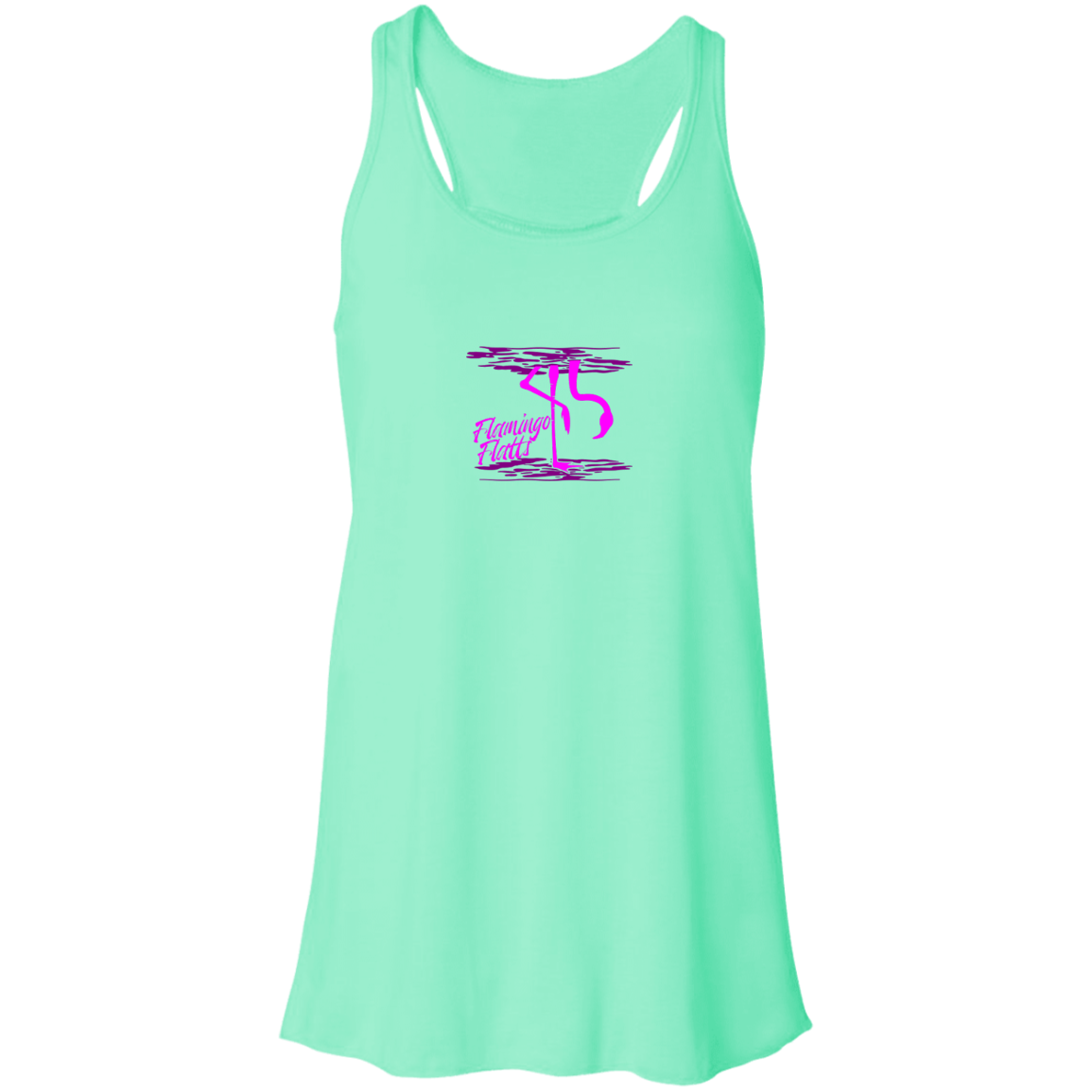 B8800 Flowy Racerback Tank Digisoft Print Flamingo Water Silhouette