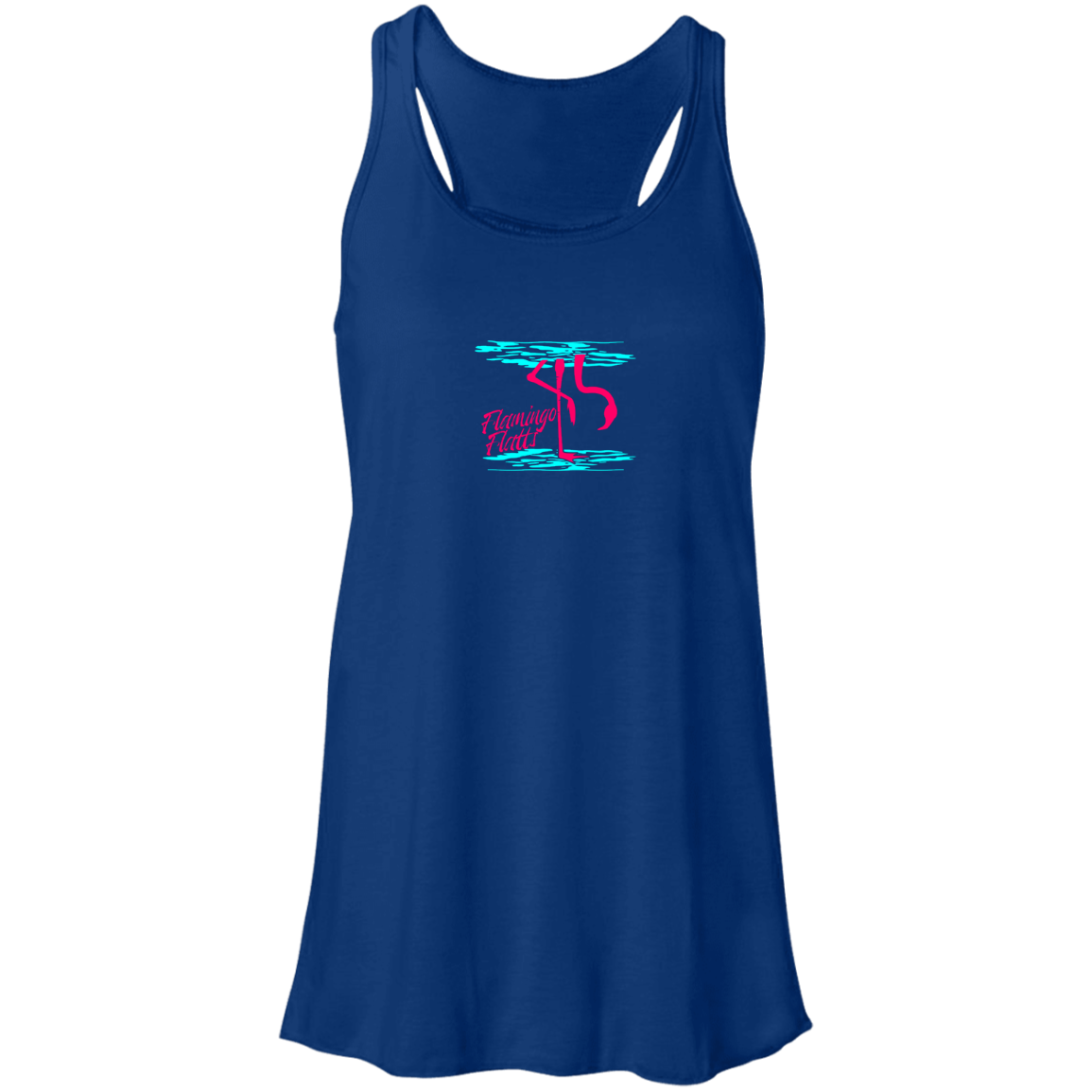 B8800 Ladies' Flowy Racerback Tank Digisoft Print Flamingo Water Silhouette