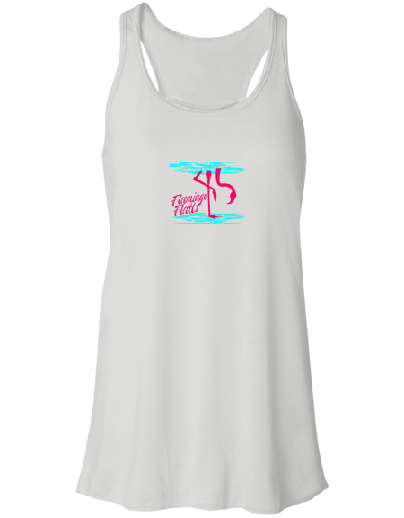 B8800 Ladies' Flowy Racerback Tank Digisoft Print Flamingo Water Silhouette