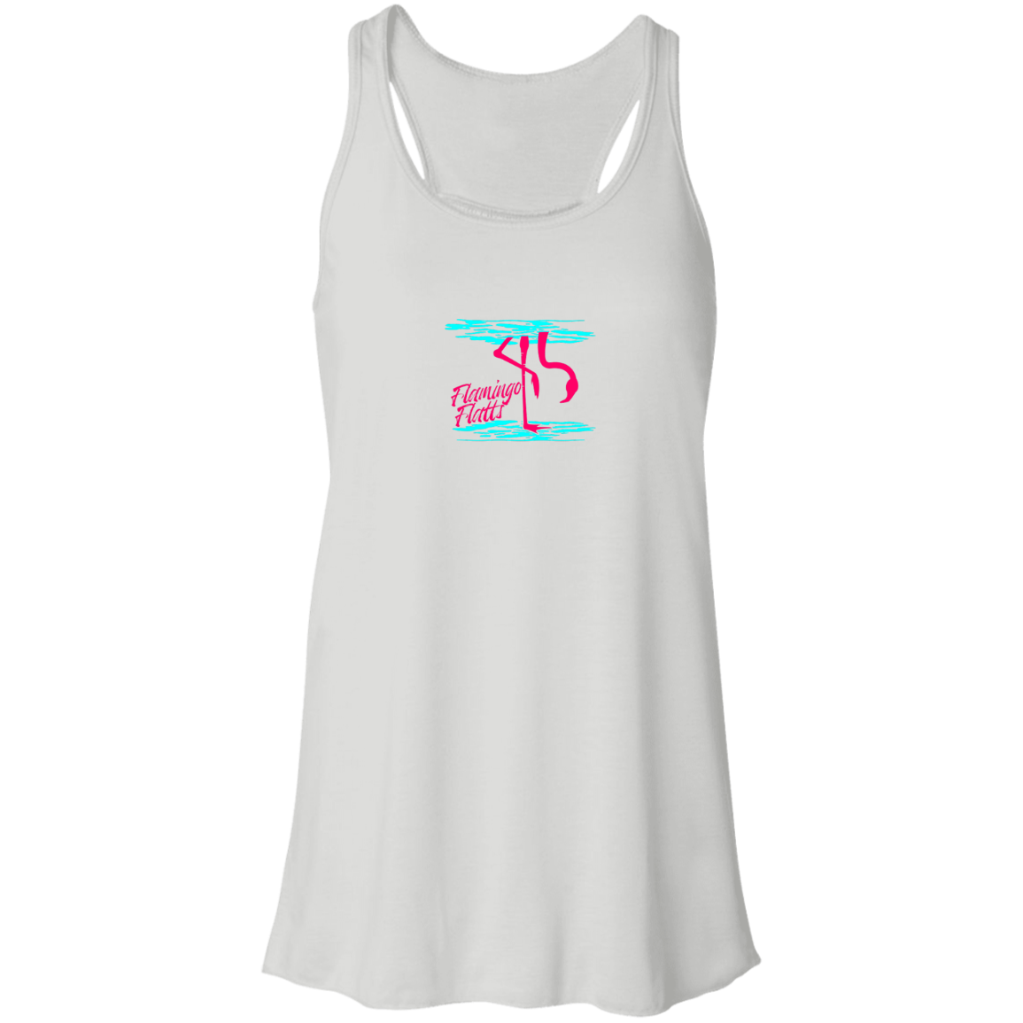 B8800 Ladies' Flowy Racerback Tank Digisoft Print Flamingo Water Silhouette