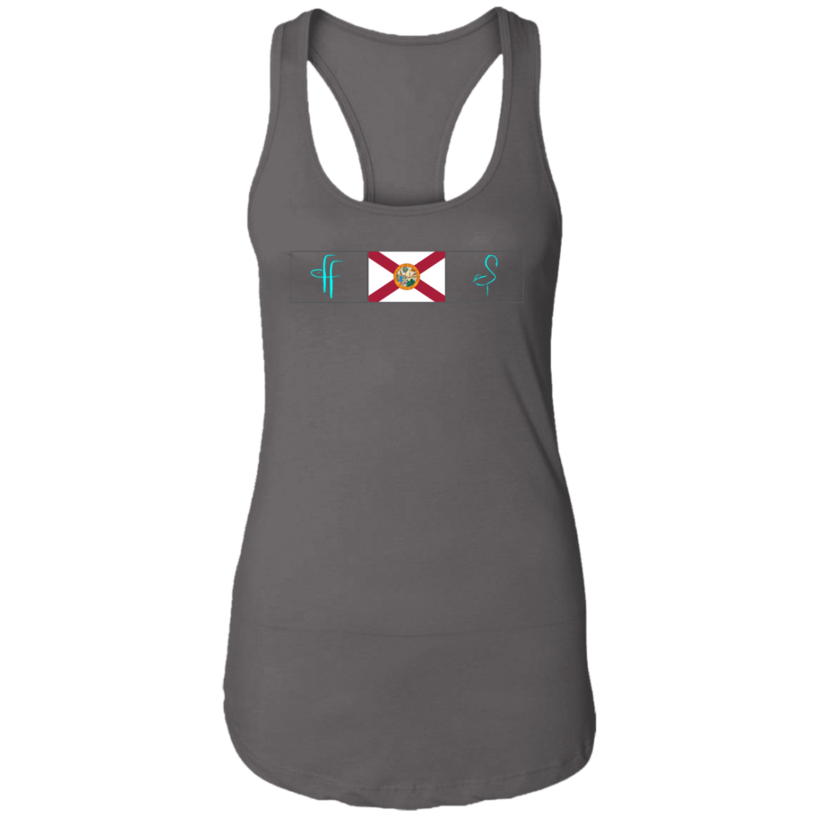 NL1533 Ladies FF/Flamingo Florida Flag Ideal Racerback Tank