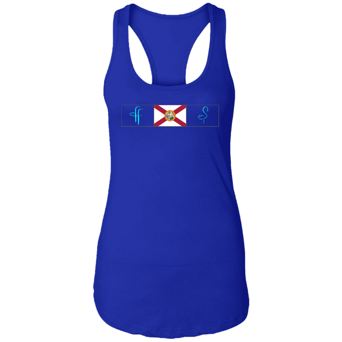 NL1533 Ladies FF/Flamingo Florida Flag Ideal Racerback Tank