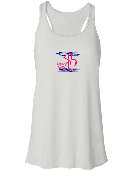 B8800 Flowy Racerback Tank Digisoft Print Flamingo Water Silhouette