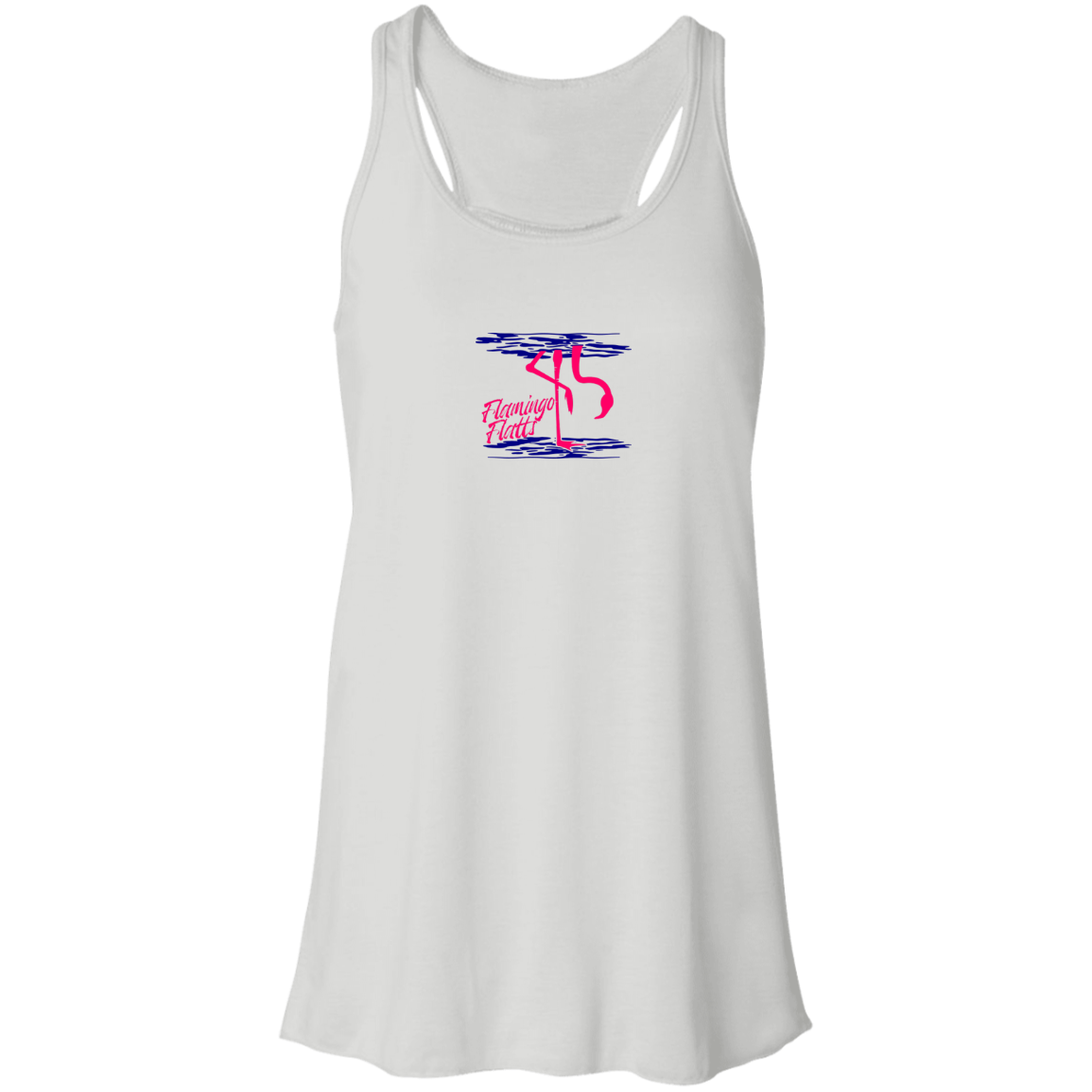 B8800 Flowy Racerback Tank Digisoft Print Flamingo Water Silhouette