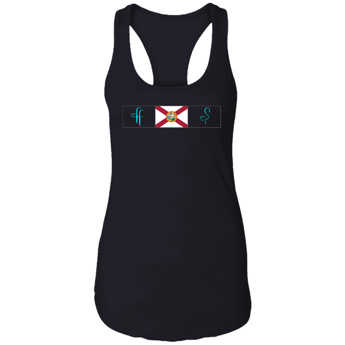 NL1533 Ladies FF/Flamingo Florida Flag Ideal Racerback Tank