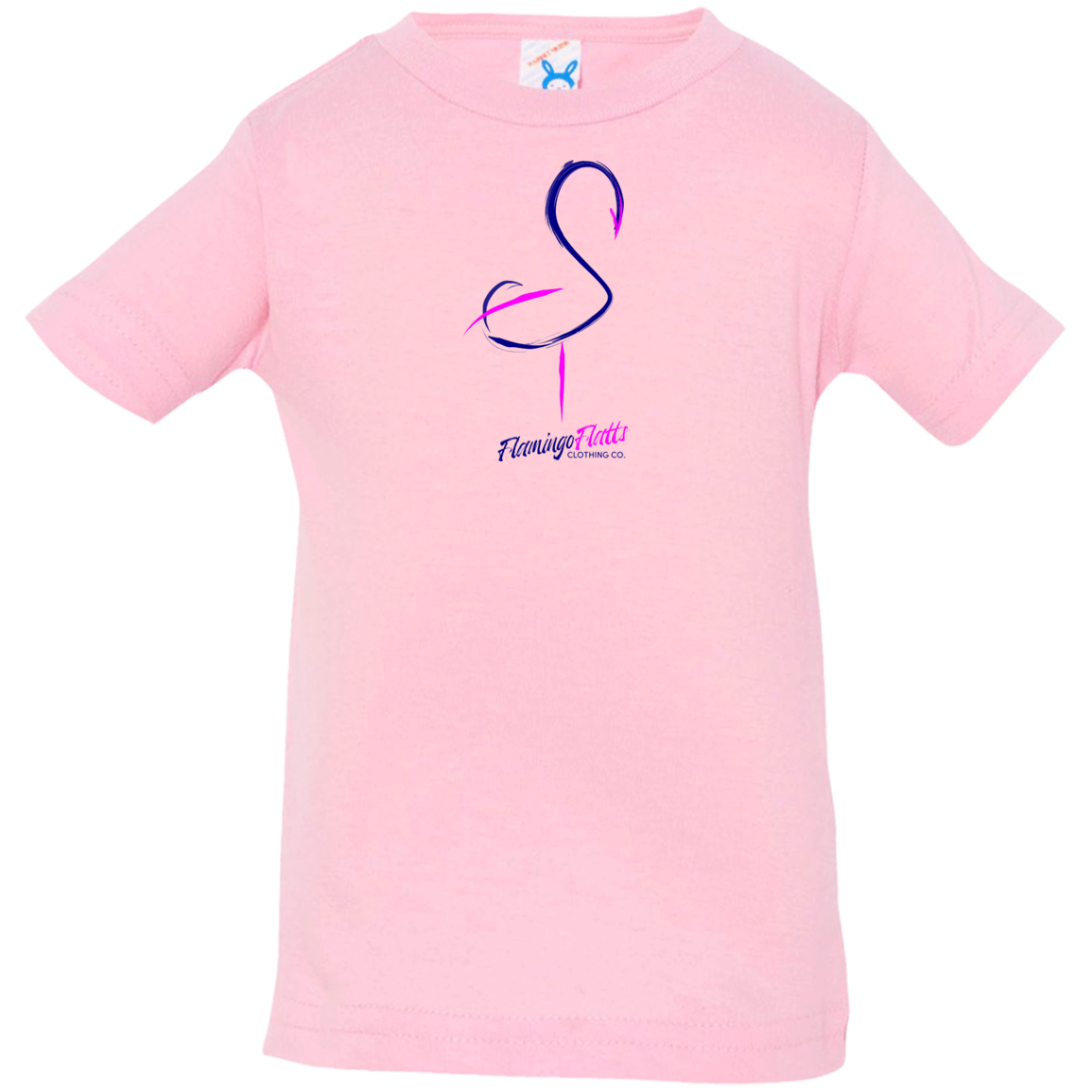 3322 Infant Coastal Shrimp Series Soft Pink Jersey T-Shirt Navy-Fuchsia Bird