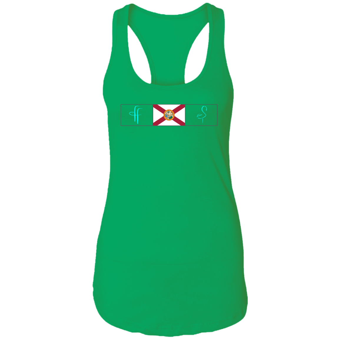 NL1533 Ladies FF/Flamingo Florida Flag Ideal Racerback Tank