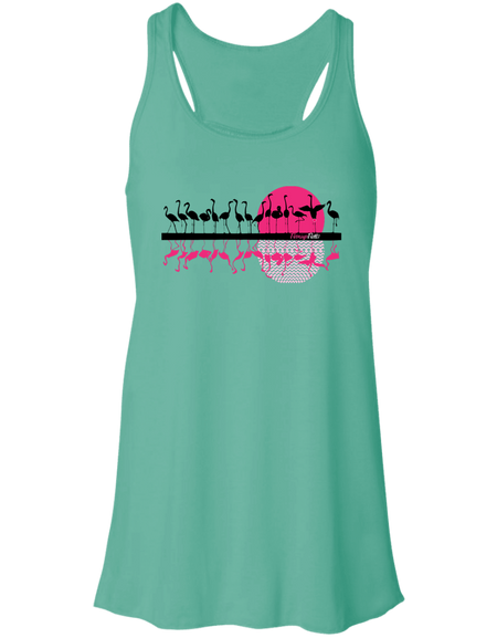 B8800 Flowy Racerback Tank Digisoft Print Flamingo Sunset